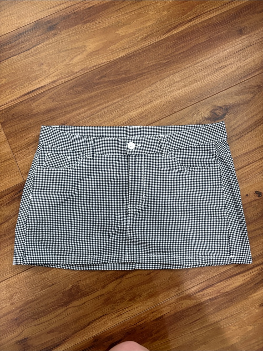 Blue & White Gingham Mini Skirt